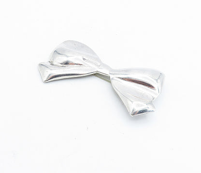 MEXICO 925 Sterling Silver  Vintage Polished Ribbon Bow Tie Brooch Pin  BP2740