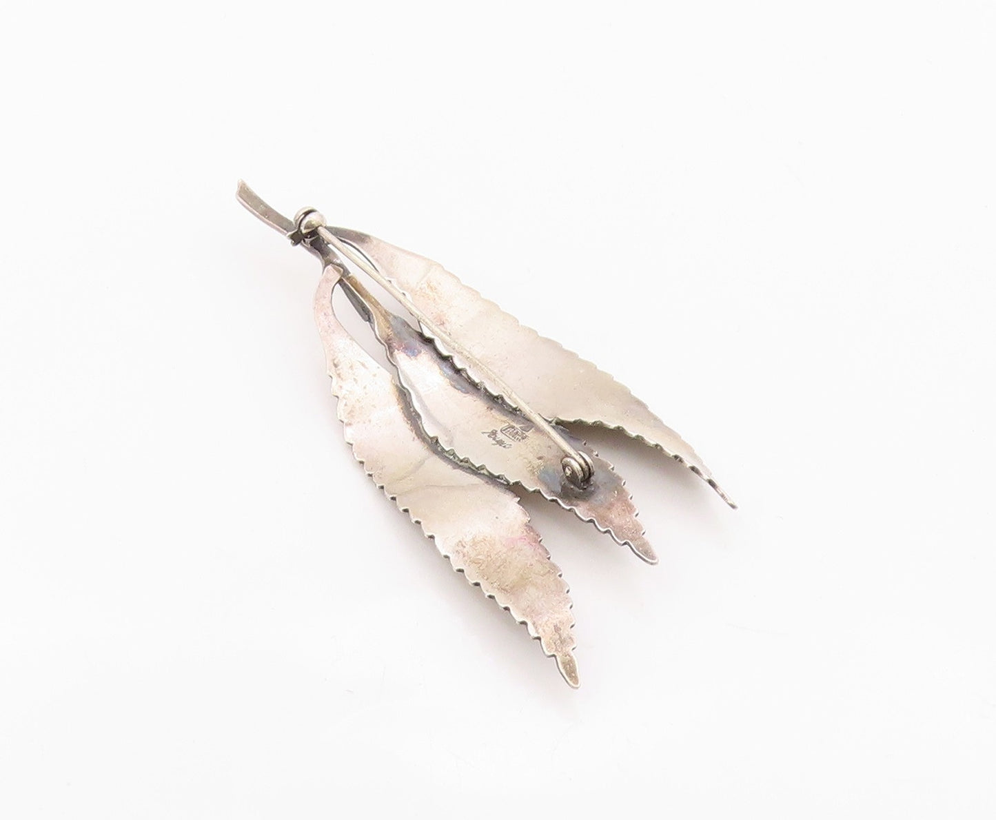 925 Sterling Silver Vintage Brooch Pin GERTRUD ENGEL Denmark Triple Leaf BP12554