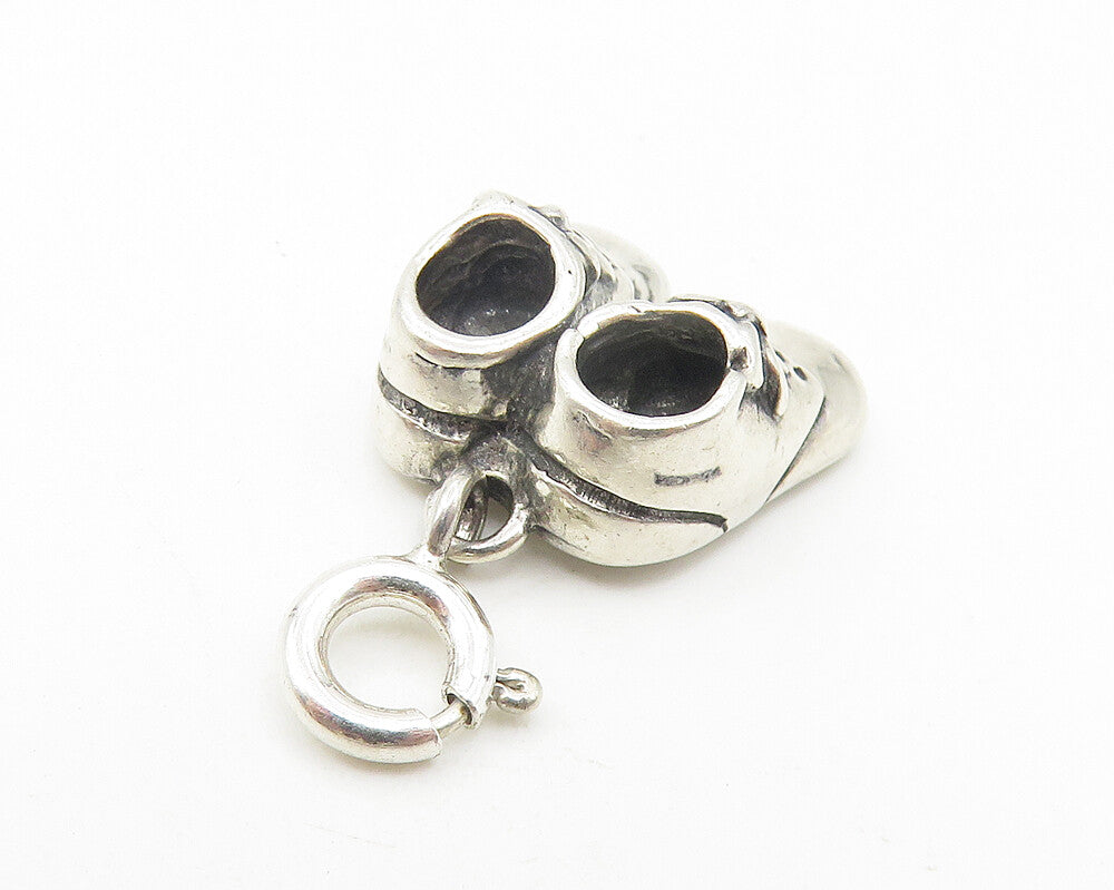 925 Sterling Silver  Vintage Petite Pair Of Laced Shoes Motif Pendant  PT8907