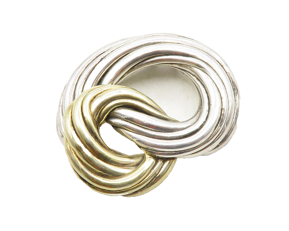 ISRAEL 925 Sterling Silver  Vintage Two Tone Hollow Twist Brooch Pin  BP4912