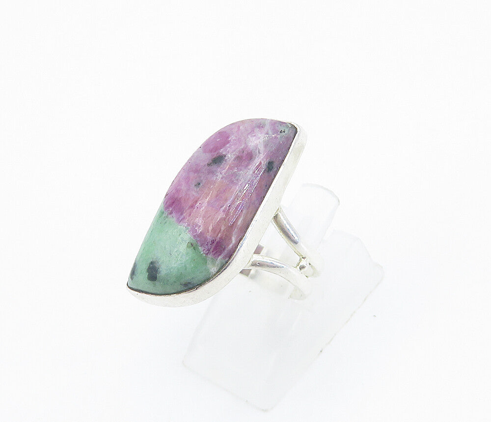 925 Sterling Silver  Cabochon Cut Gemstone Shiny Cocktail Ring Sz 7  RG8508