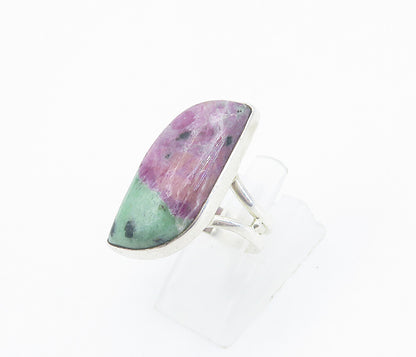 925 Sterling Silver  Cabochon Cut Gemstone Shiny Cocktail Ring Sz 7  RG8508