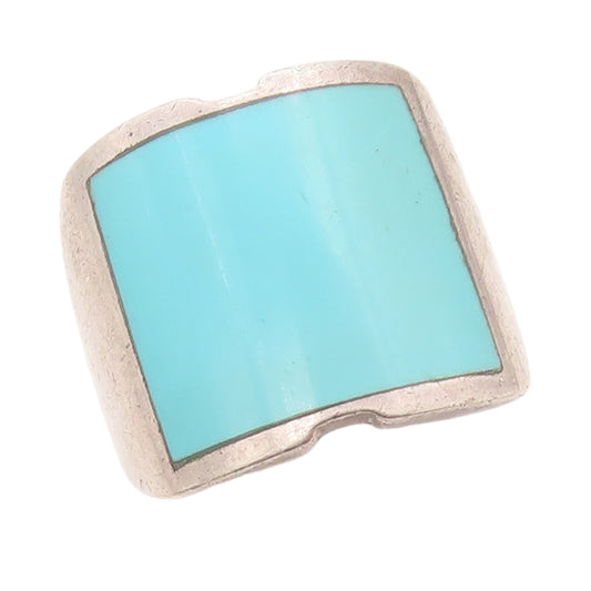 925 Sterling Silver Vintage Ring Minimalist Square Larimar Inlay  Sz 8  RG31732