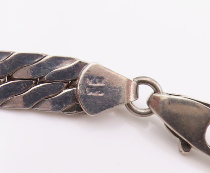 925 Sterling Silver Vintage Necklace Modernist Dolphin Motif Choker  NE4790