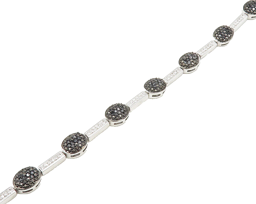 925 Sterling Silver  Genuine Diamonds Two Tone Bar Chain Bracelet  BT7356