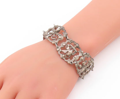 925 Sterling Silver Vintage Bracelet Antique Brutalist Egyptian Design  BT11209