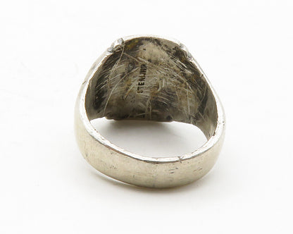925 Sterling Silver  Vintage Antique 1956 Enamel Band Ring Sz 8.5  RG13235