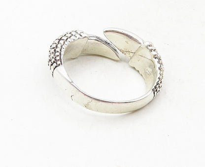 925 Sterling Silver  Vintage Shiny Bird Claw Large Bypass Ring Sz 14  RG9420