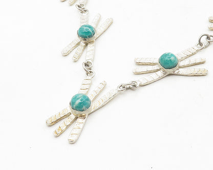 HENNY 925 Sterling Silver  Vintage Cabochon Gemstone Chain Necklace  NE1906
