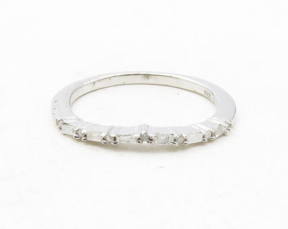 925 Sterling Silver  Genuine Diamonds Shiny Thin Band Ring Sz 6  RG12509