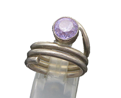 925 Sterling Silver Vintage Amethyst Wrap Around Band Ring Sz 6 RG22273