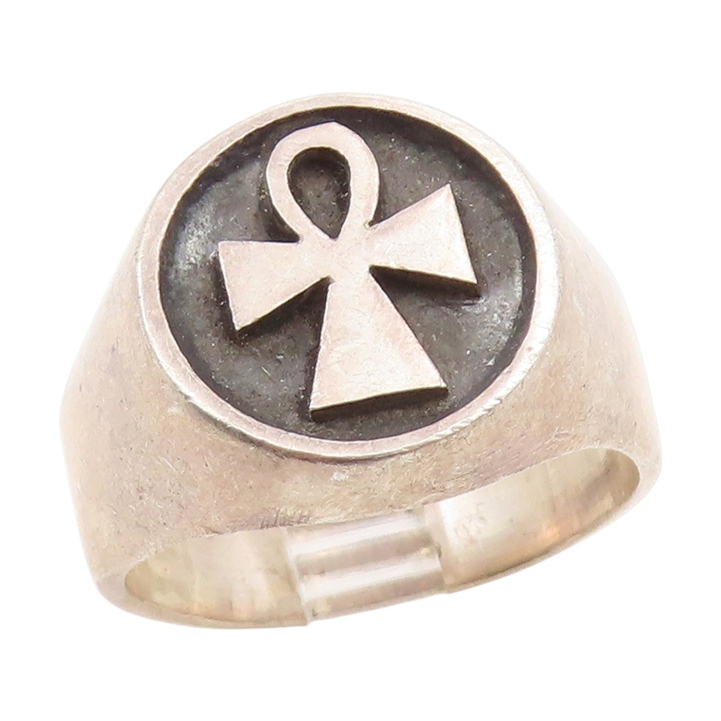 925 Sterling Silver Vintage Ring Carved Egyptian Ankh Symbol  Sz 11  RG34903