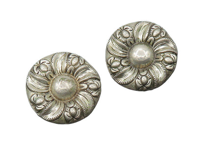 DESIGNER 925 Sterling Silver   Vintage Floral Motif Non Pierce Earrings EG8909