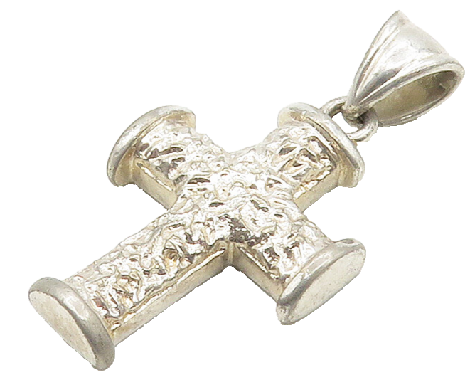 925 Sterling Silver  Vintage Shiny Petite Religious Cross Pendant  PT12089