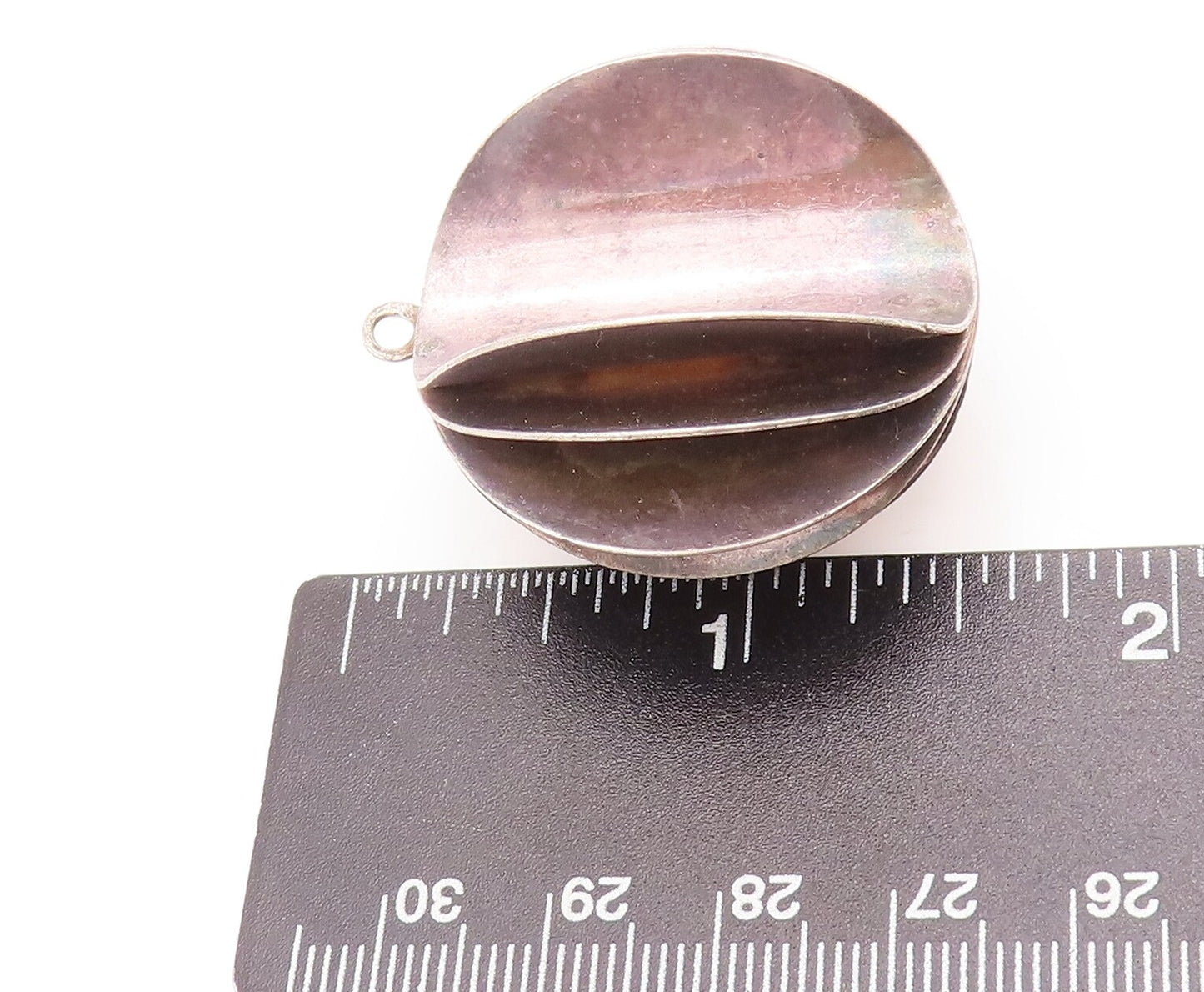 925 Sterling Silver Vintage Pendant Open Folded Circular Sheet Sphere  PT22972