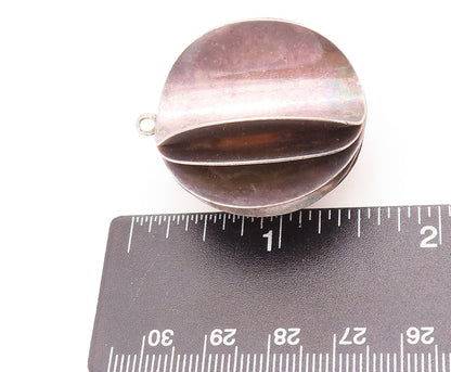 925 Sterling Silver Vintage Pendant Open Folded Circular Sheet Sphere  PT22972