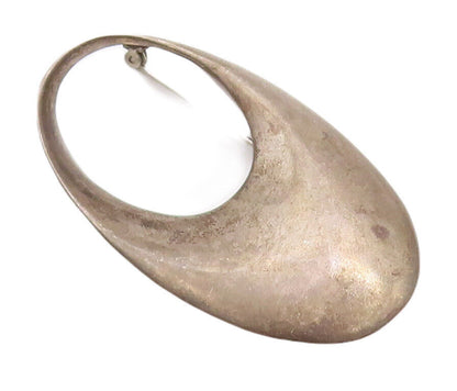 925 Sterling Silver Vintage Brooch Pin JEZLAINE Designer Cut Letter 'O'  BP10792