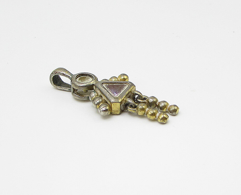 925 Sterling Silver  Inlay Amethyst Girl Figure Drop Pendant  PT2142