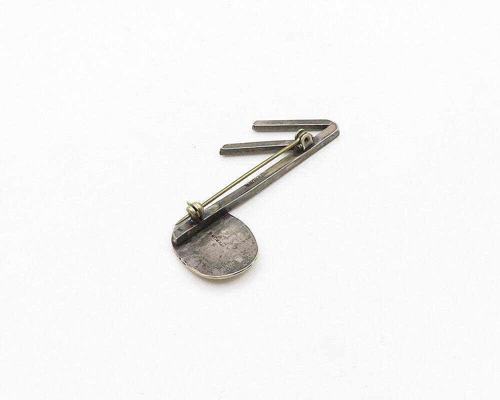 925 Sterling Silver  Vintage Dark Tone Music Sixteenth Note Brooch Pin  BP7664