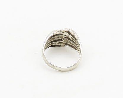 925 Sterling Silver  Vintage Shiny Fluted Split Band Ring Sz 8.5  RG18934