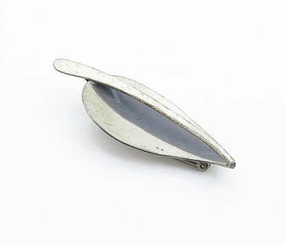 BEAU 925 Sterling Silver  Vintage Oxidized Single Leaf Motif Brooch Pin BP2659