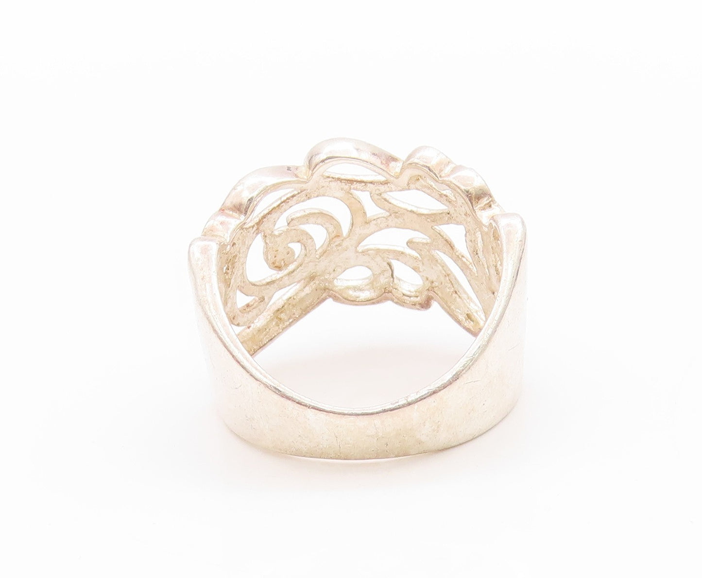 925 Sterling Silver Vintage Ring Modernist Swirly Design Cutout  Sz 7  RG33408