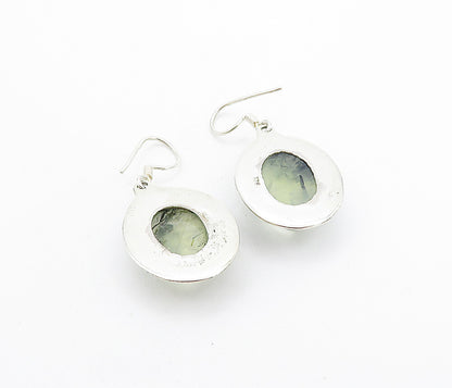 925 Sterling Silver Vintage Cabochon Rutilated Quartz Dangle Earrings EG3197