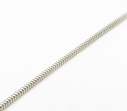 925 Sterling Silver  Vintage Shiny Flower Motif Snake Chain Necklace  NE2650