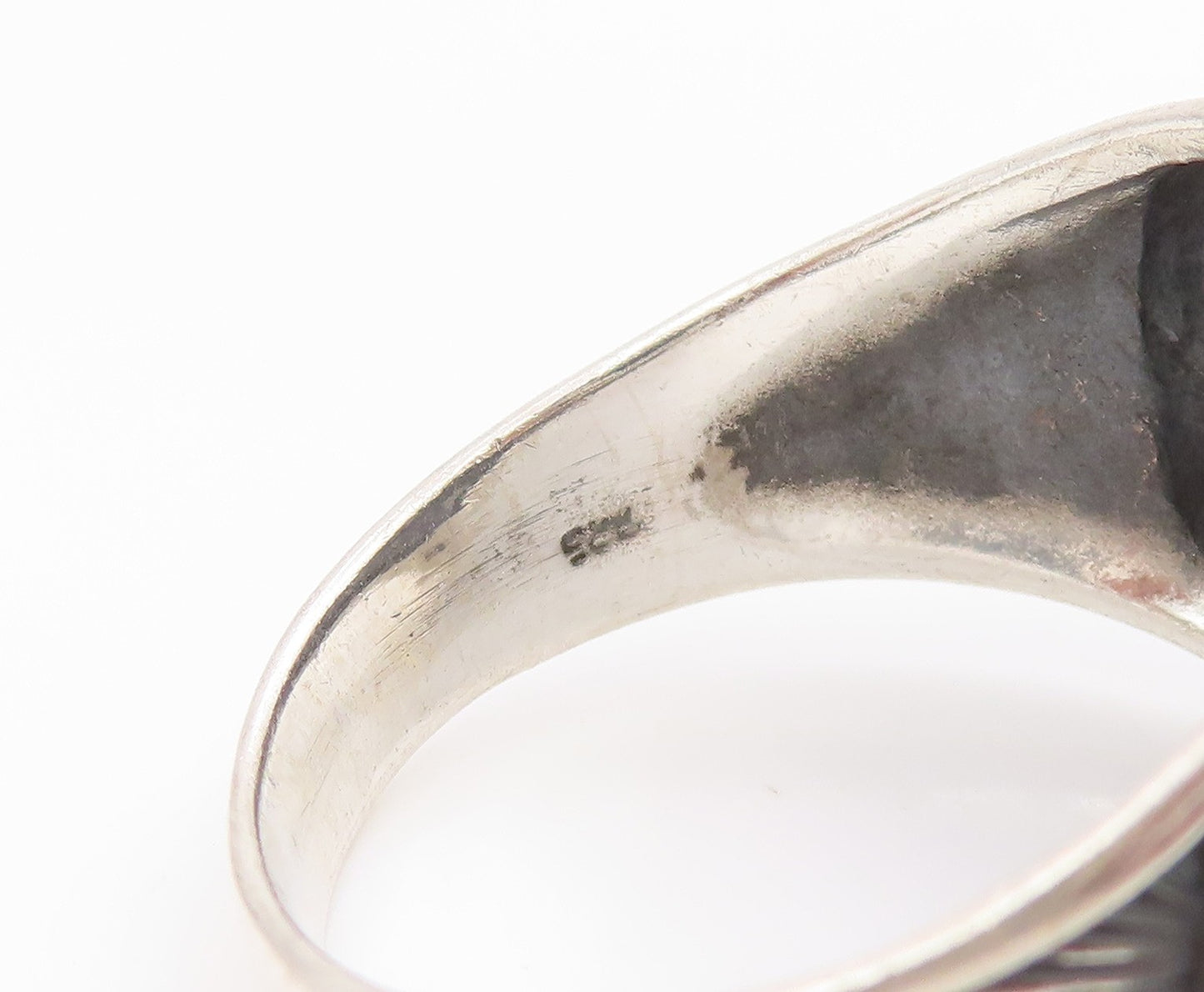 925 Sterling Silver Vintage Ring Nautical Compass & Anchor Band  Sz 13  RG36026