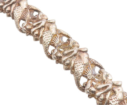 925 Sterling Silver Vintage Bracelet Brutalist Mermaid Link Design  BT12061