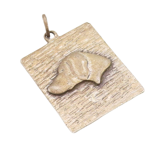 925 Sterling Silver Vintage Pendant Solid Carved Dogs Face  PT23525