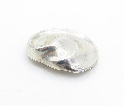 MEXICO 925 Sterling Silver  Vintage Shiny Hollow Swirl Round Brooch Pin BP1894