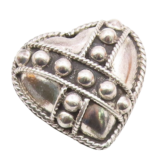 MEXICO 925 Sterling Silver  Vintage Love Heart Twist Dome Brooch Pin  BP3117