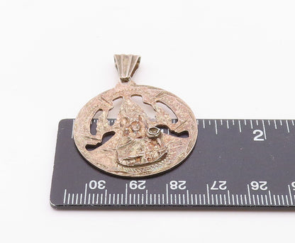 925 Sterling Silver  Vintage Antique Dark Tone Religious Figure Pendant PT7808