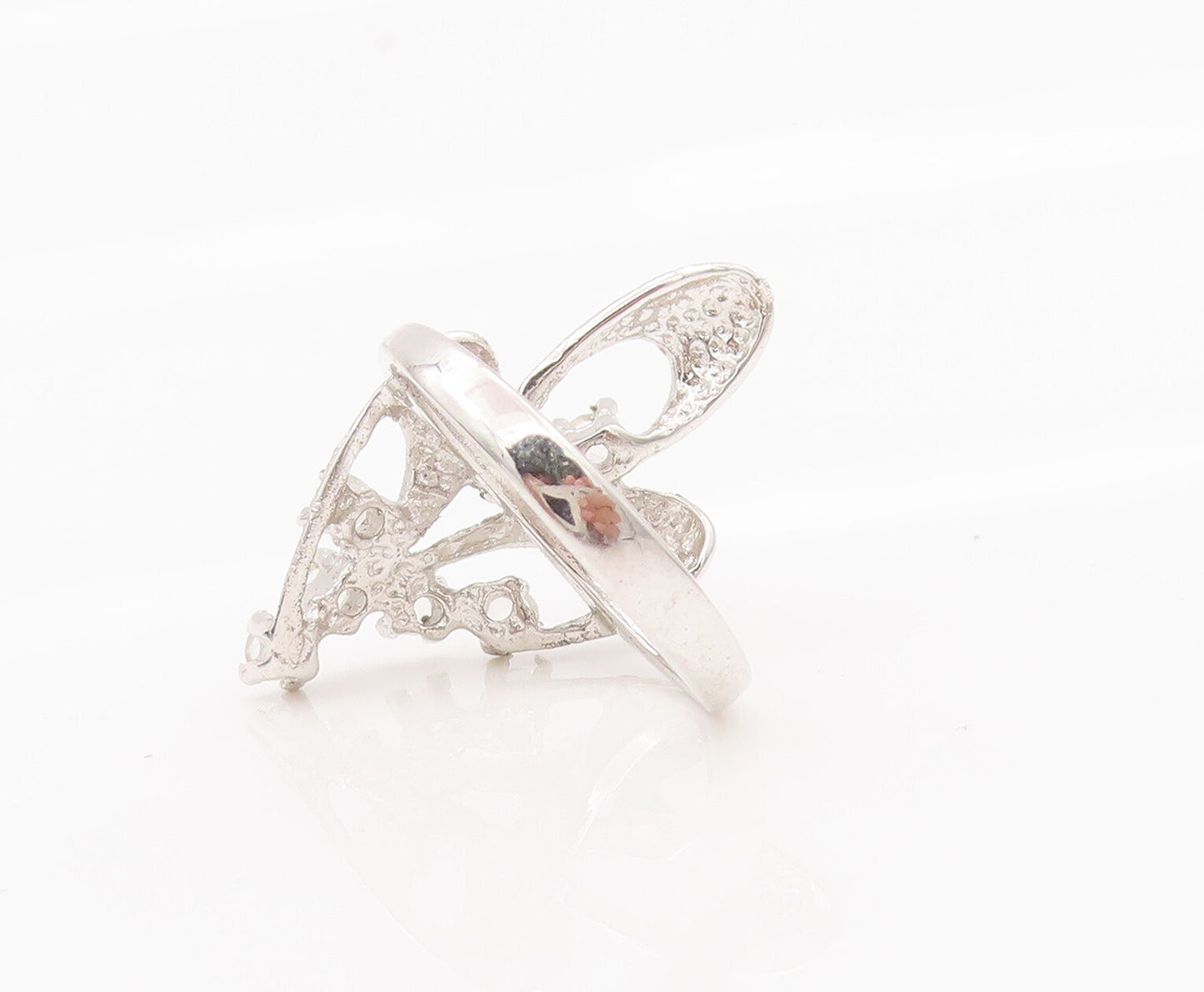 925 Sterling Silver Vintage Ring UNCAS Rough Swirly U Carved Topaz Sz 6  RG27603