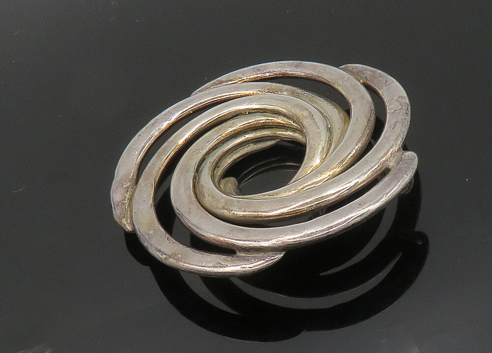 ISRAEL 925 Sterling Silver  Vintage Shiny Spiral Design Brooch Pin  BP7956