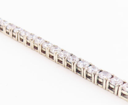 925 Sterling Silver  Prong Set Shiny Cubic Zirconia Tennis Bracelet  BT6415