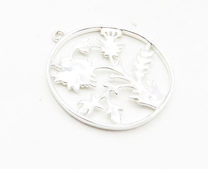 CAROLEE 925 Sterling Silver  Shiny Topaz Accent Flowers Motif Pendant  PT7183