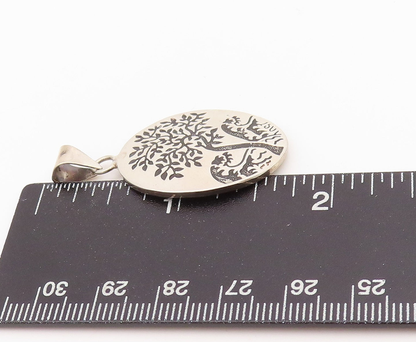 925 Sterling Silver Vintage Pendant Solid Etched Tree Of Life  PT24289