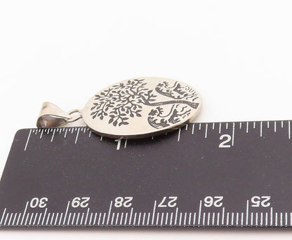 925 Sterling Silver Vintage Pendant Solid Etched Tree Of Life  PT24289