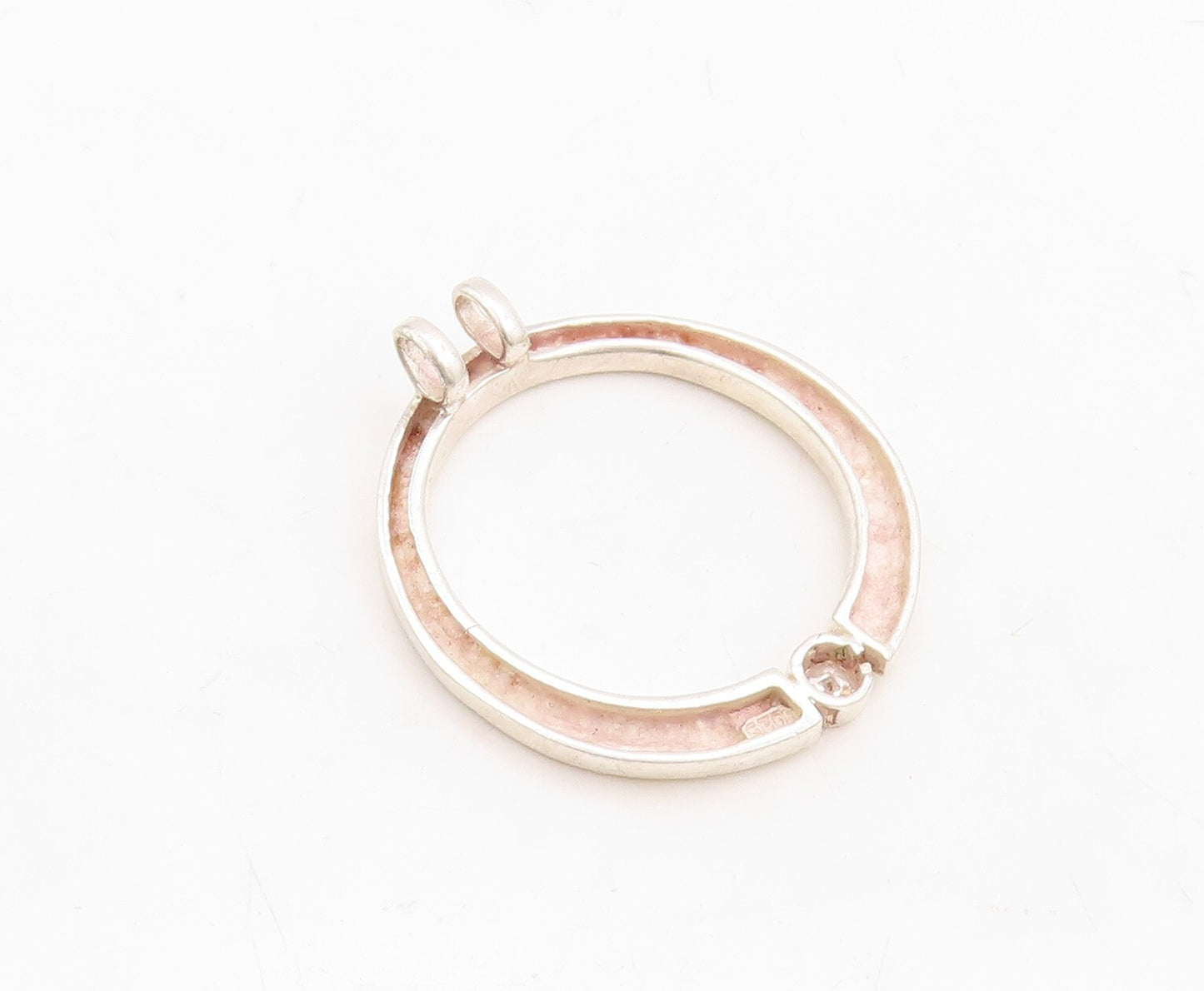 925 Sterling Silver Vintage Pendant Minimalist CZ Inlay Cutout Ring  PT23851