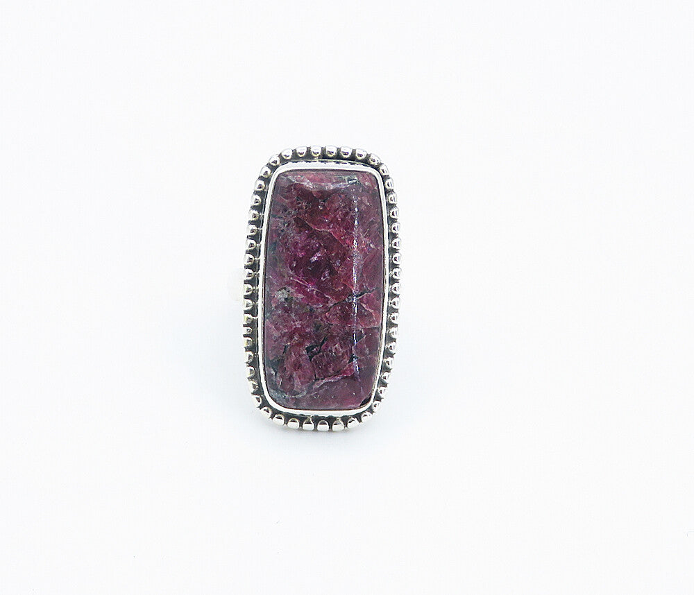 925 Sterling Silver Cabochon Cut Jasper Square Cocktail Ring Sz 6 RG8523