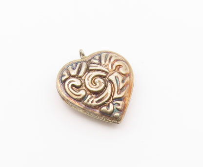 925 Sterling Silver  Vintage Hollow Patterned Love Heart Pendant  PT17357