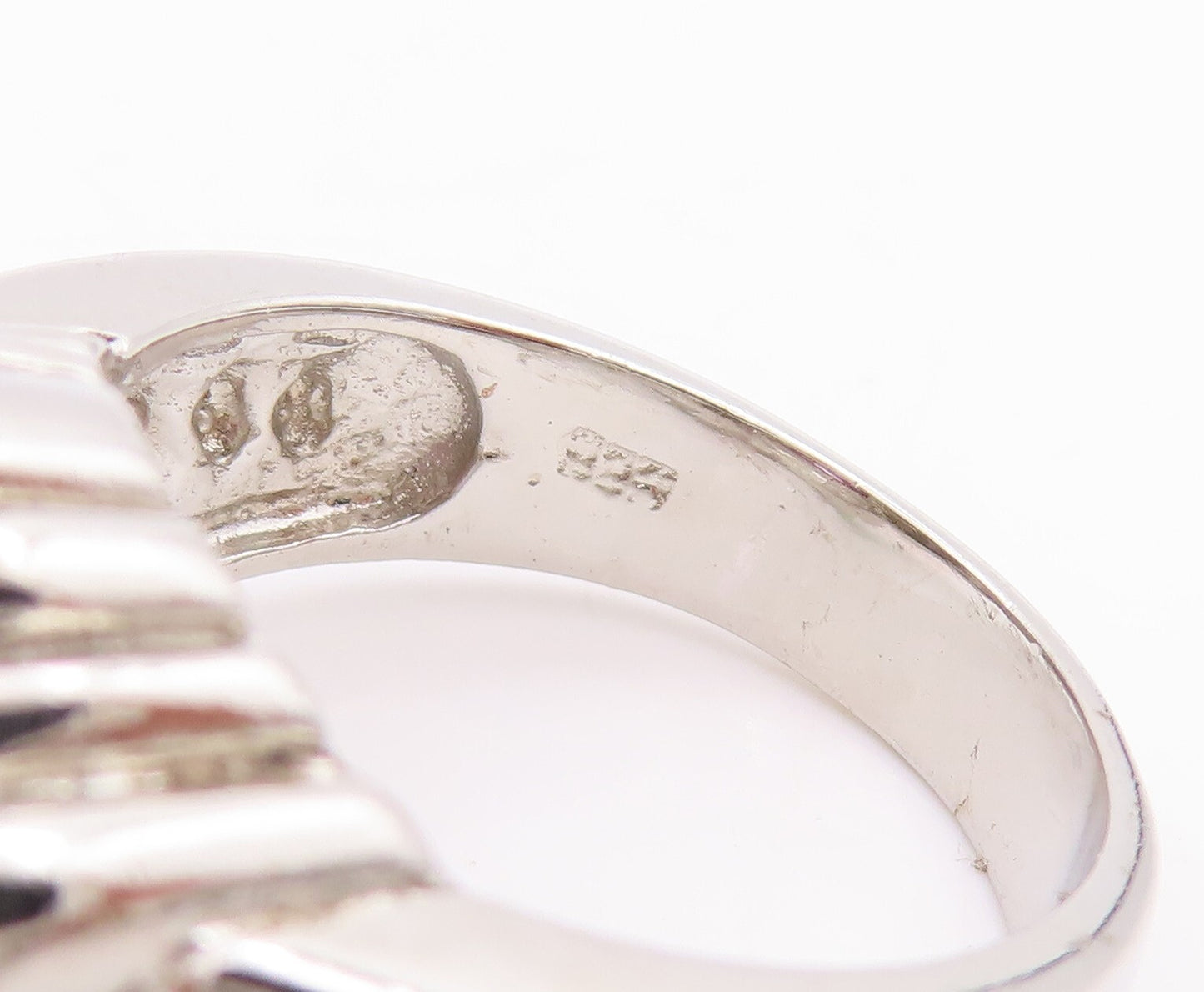 925 Sterling Silver Vintage Ring Solid Floral Etched Amethyst  Sz 8.5  RG28665