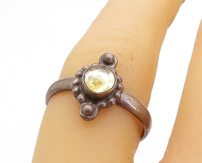 925 Sterling Silver Vintage Cabochon Cut Topaz Solitaire Ring Sz 7 RG5199