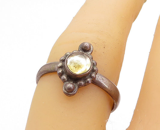 925 Sterling Silver Vintage Cabochon Cut Topaz Solitaire Ring Sz 7 RG5199