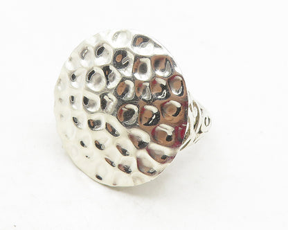 925 Sterling Silver  Vintage Shiny Hammered Dome Cocktail Ring Sz 7  RG12033