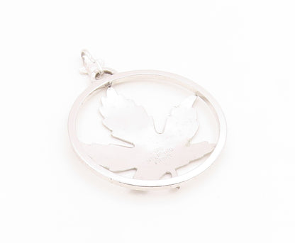 925 Sterling Silver Vintage Pendant EMC FRONT Maple Leaf Cutout Charm  PT26063