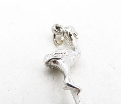 925 Sterling Silver  Vintage Petite Shiny Flamingo Bird Motif Pendant  PT6903
