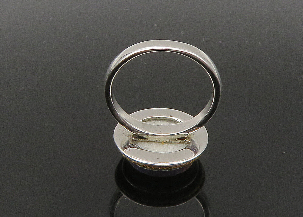 925 Sterling Silver  Vintage Blue Druzy Stone Cocktail Ring Sz 6  RG22758